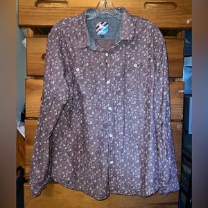 Modern Amusement Maroon Floral Men’s Button Down Shirt XL
